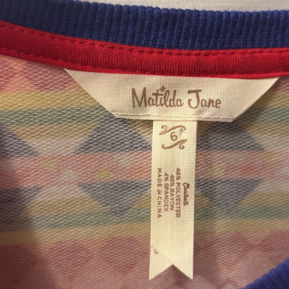 Matilda Jane Colorful Snowflake Top with Blue Ruffle Sleeves - Picture 4 of 4